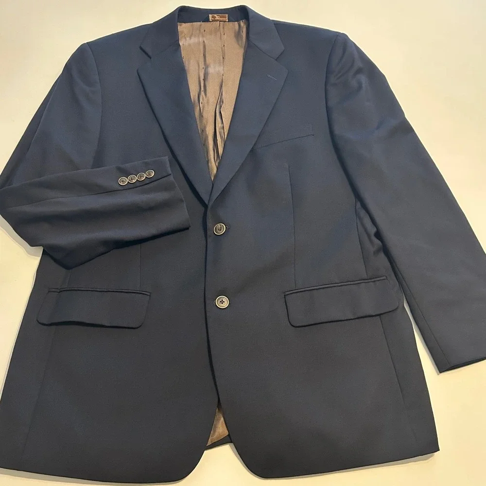 Joseph & Feiss Mens Blazer 42R Navy Blue 100%‎ Wool Gold Collection Sport Coat